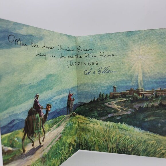 Vintage At Christmastime Greeting Card With Camel & Desert Scene - Picture 3 of 5